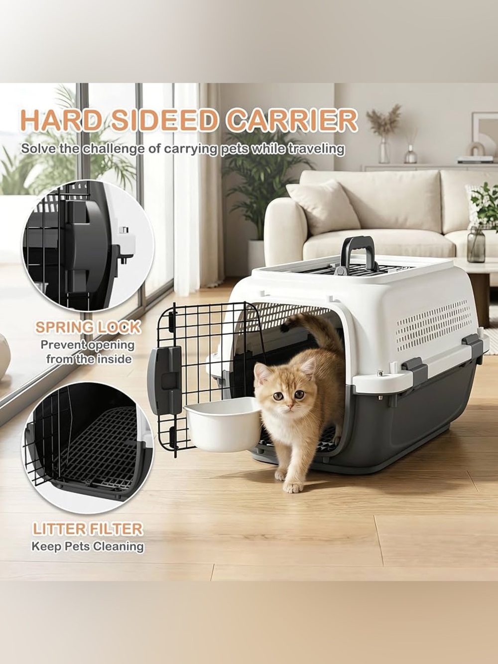 19.5INCH 2-DOOR CRATE CARRIER WITH BOWL FOR CAT OR DOGS